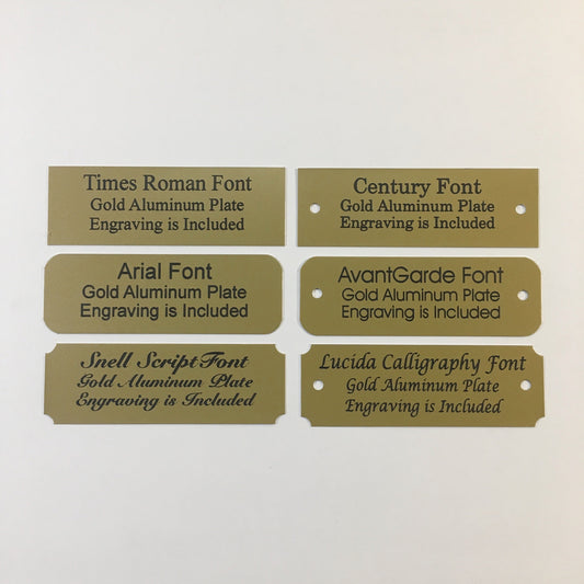 3" x 5" Laser Engraved Gold Aluminum Plaque Black Letters