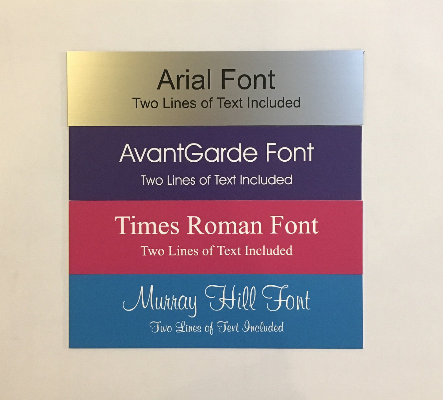 Set of 10 - 2" x 8" Laser Engraved Name Plates with Silver Aluminum Holders