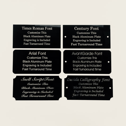 2" x 4" Laser Engraved Black Aluminum Plaque Silver Letters