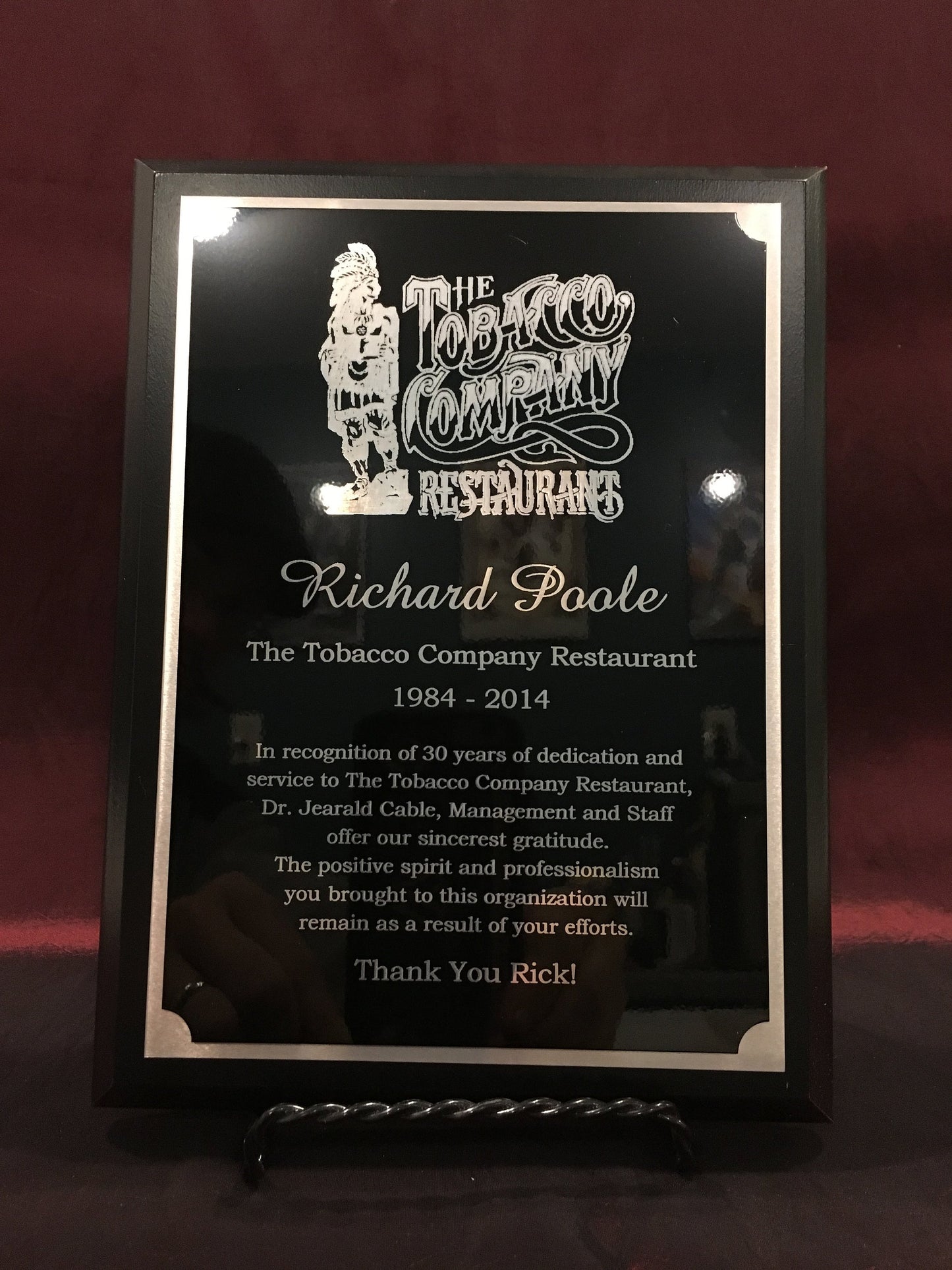 Clinton County Service Plaque - Laser Black Aluminum