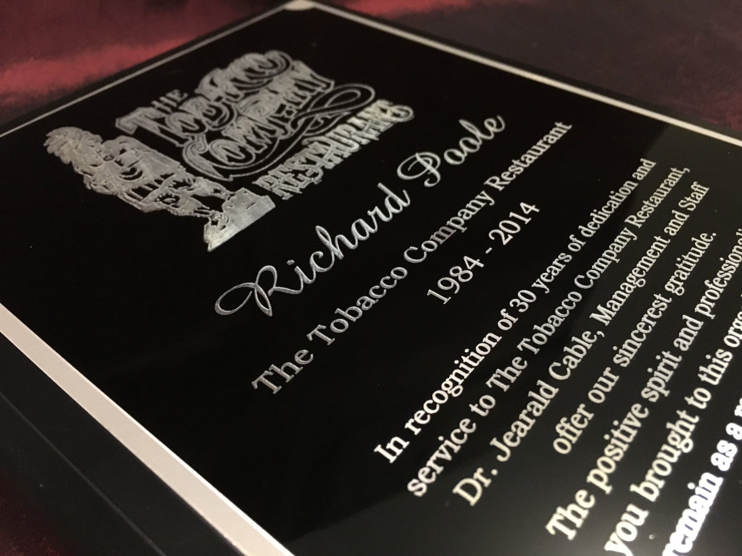 Clinton County Service Plaque - Laser Black Aluminum