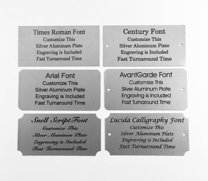 4" x 6" Laser Engraved Silver Aluminum Plaque Black Letters