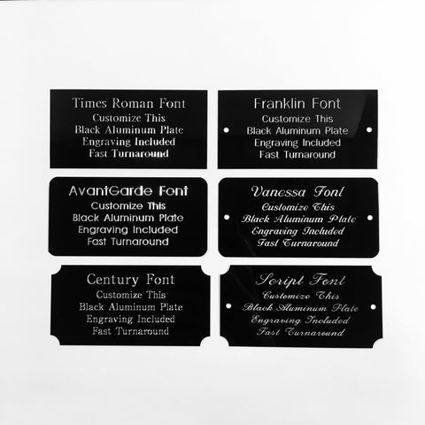 4" x 6" Engraved Black Aluminum Plate Silver Etched Letters