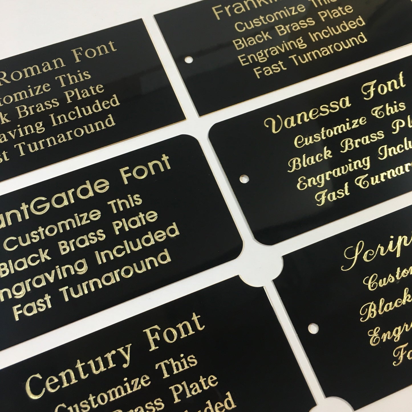 4" x 6" Engraved Solid Black Brass Plate Gold Etched Letters