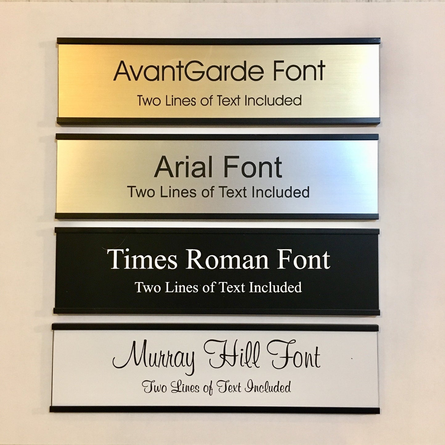 2" x 8" Laser Engraved Name Plate - Black Aluminum Holder Adhesive Backed