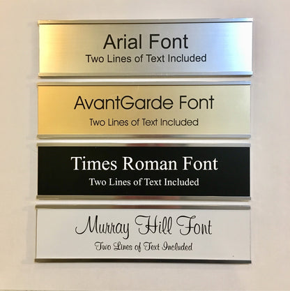 Set of 10 - 2" x 8" Laser Engraved Name Plates with Silver Aluminum Holders