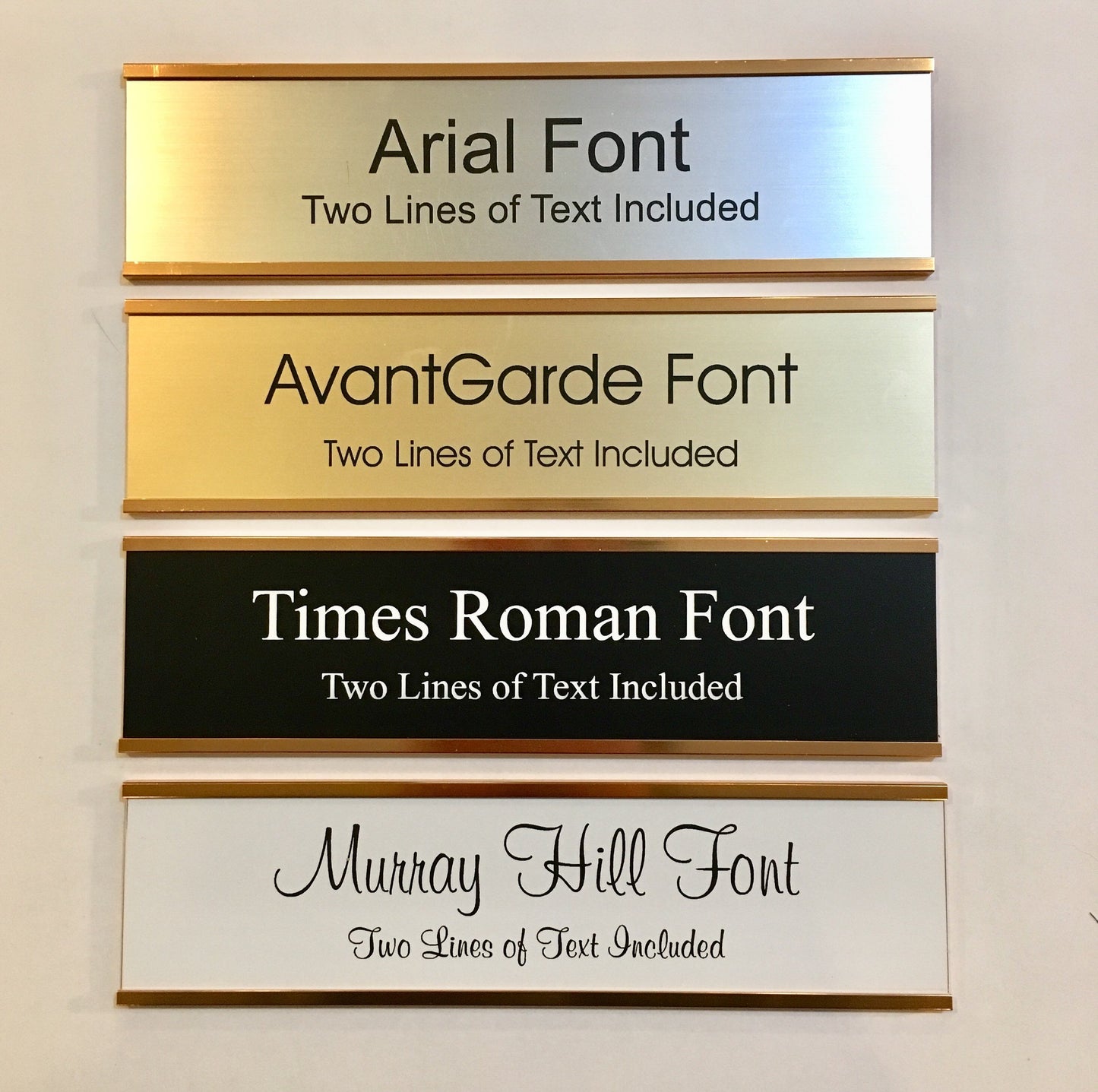 2" x 8" Laser Engraved Name Plate - Gold Aluminum Holder Adhesive Backed