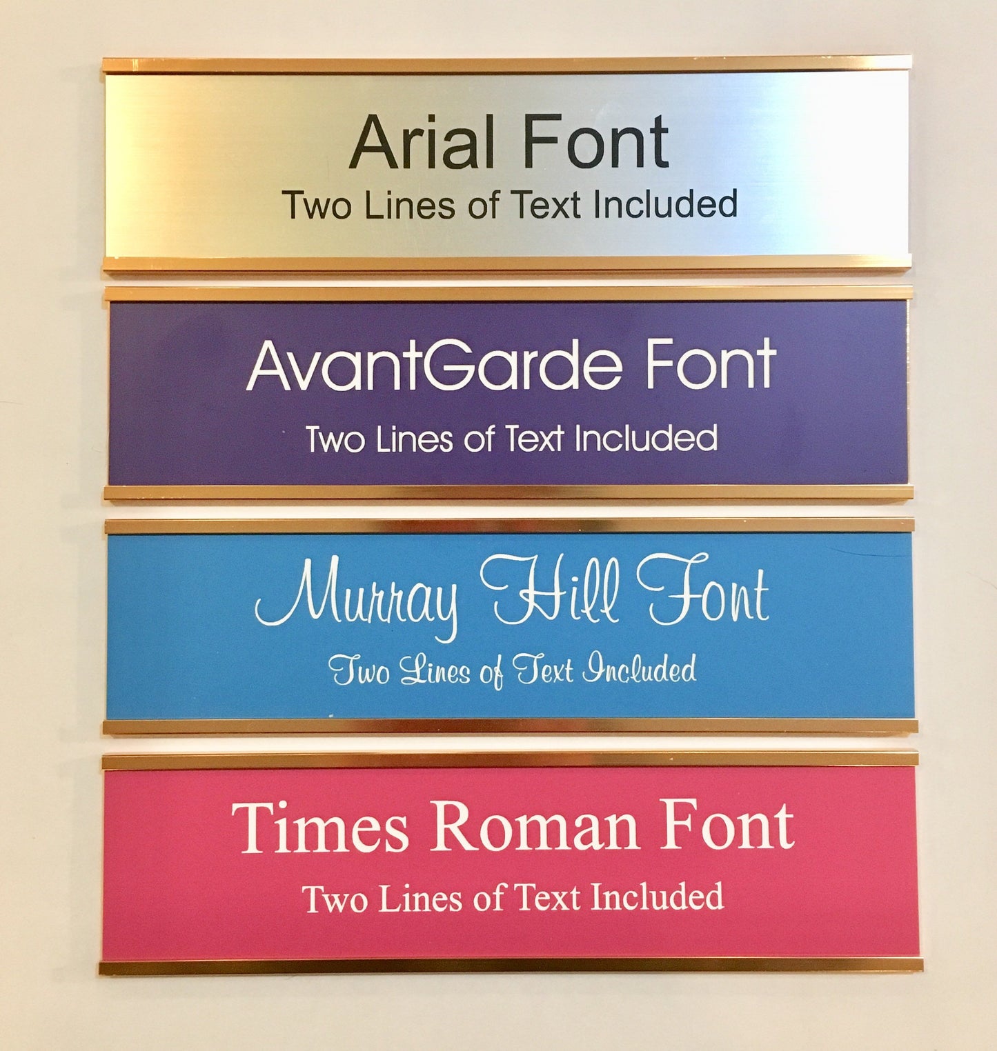 2" x 8" Laser Engraved Name Plate - Gold Aluminum Holder Adhesive Backed