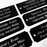 1"x3" Engraved Black Aluminum Plate Silver Etched Letters