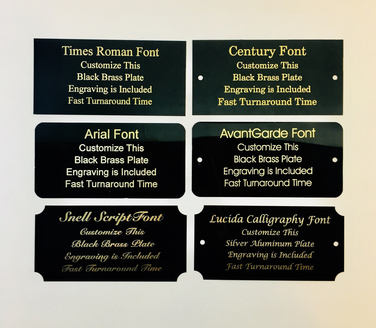 2" x 4" Laser Engraved Black Brass Plaque Gold Letters