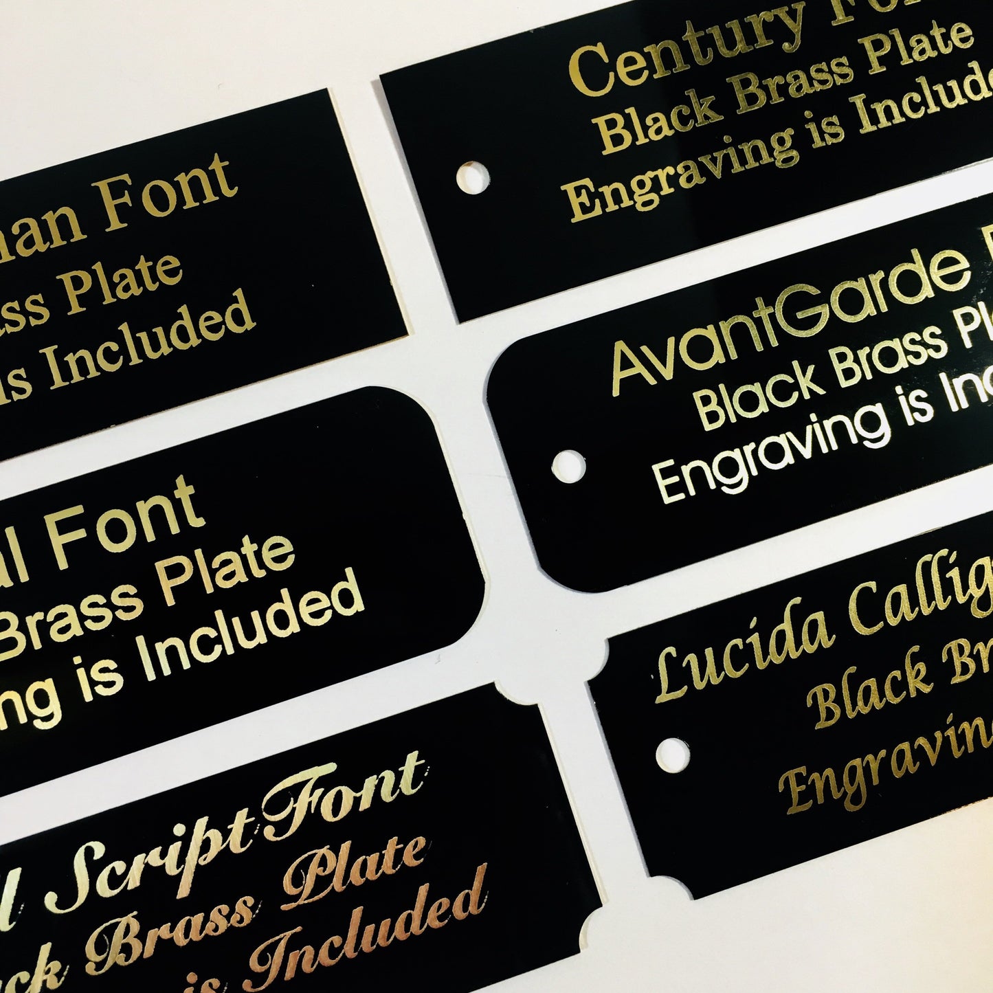 1" x 3" Laser Engraved Black Brass Plate with Gold Letters