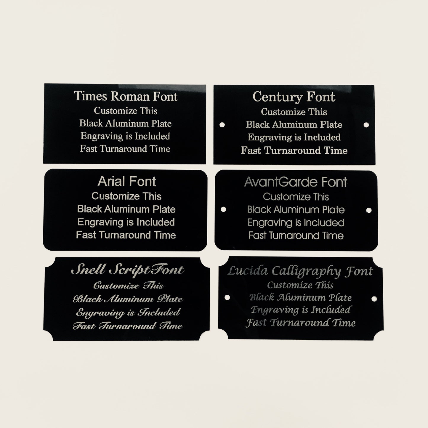 2" x 4" Laser Engraved Black Aluminum Plaque Silver Letters