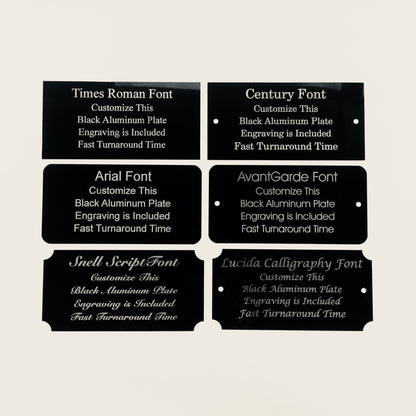 2" x 4" Laser Engraved Black Aluminum Plaque Silver Letters