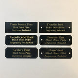 1"x3" Engraved Solid Black Brass Plate Gold Etched Letters