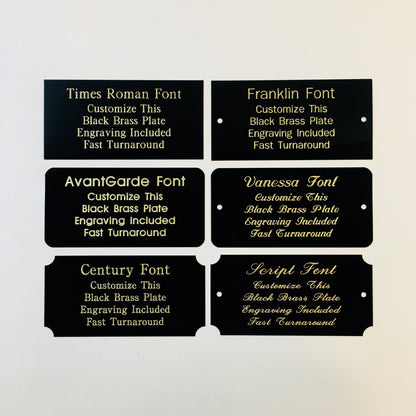 4" x 6" Engraved Solid Black Brass Plate Gold Etched Letters