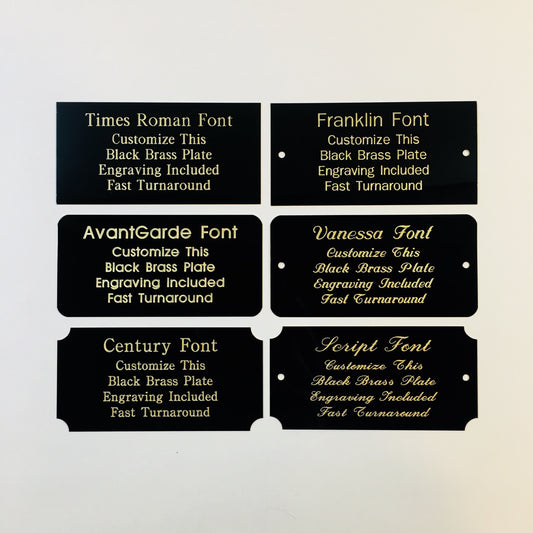 4" x 6" Engraved Solid Black Brass Plate Gold Etched Letters