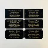 4" x 6" Engraved Solid Black Brass Plate Gold Etched Letters