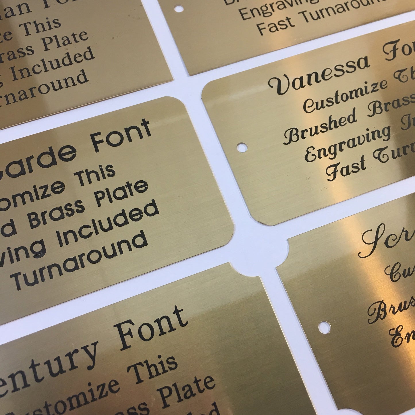 4" x 6" Engraved Brushed Brass Plate Black Etched Letters
