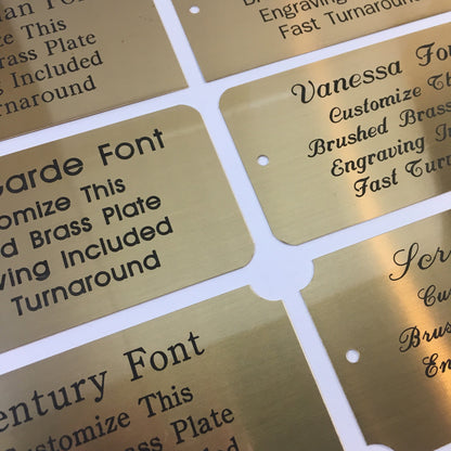 4" x 6" Engraved Brushed Brass Plate Black Etched Letters