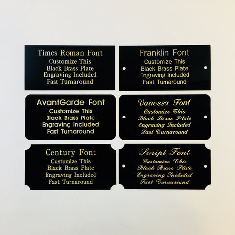 3" x 5" Engraved Solid Black Brass Plate Gold Etched Letters