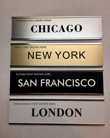 Set of 4- 2"x8" Laser Engraved World Clock/Time Zone Wall Signs with Holder